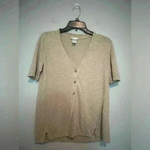 J Jill Womens Linen/Rayon Button Up Cardigan/Blouse Size XS Beige